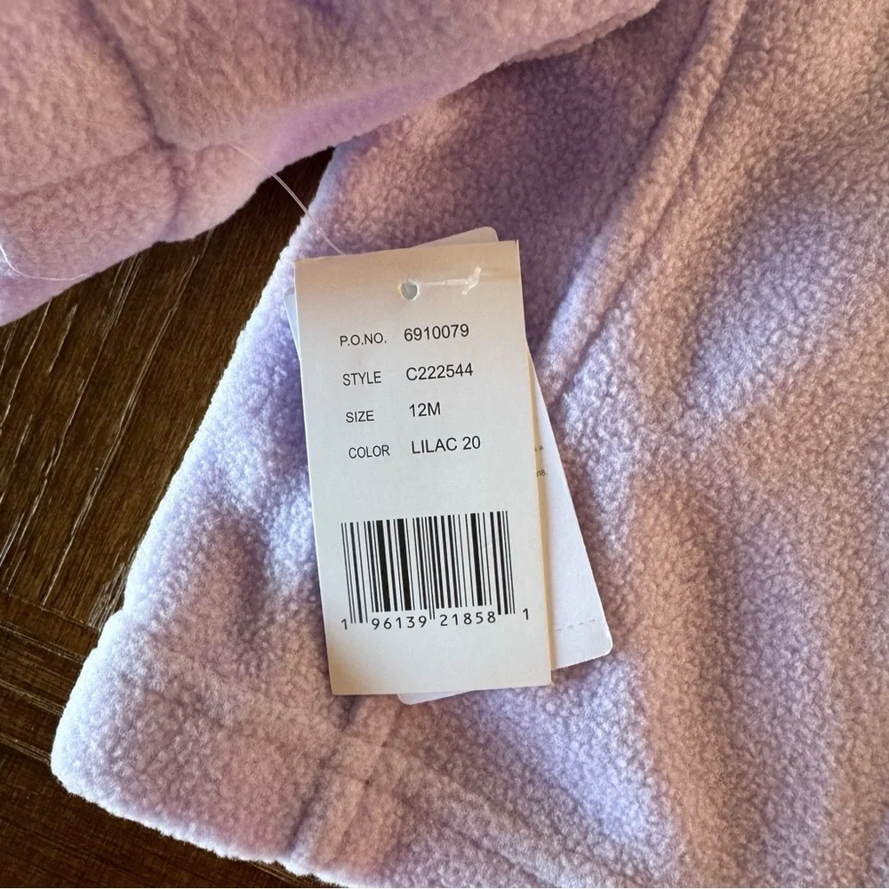 NWT Carter's super soft lavender polar fleece jacket 12mos - Picture 7 of 9